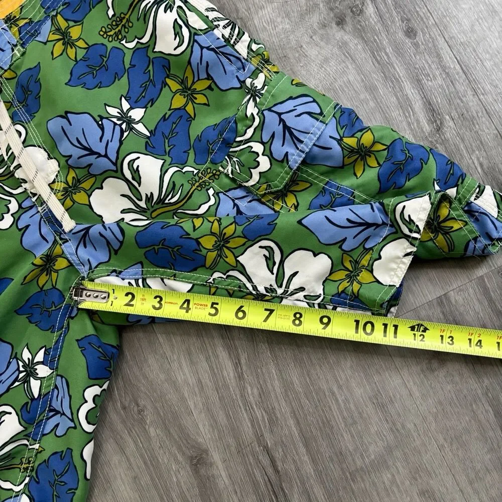 Boden Swim Trunks Shorts Men's Size 32 Multicolor Floral Green Blue White Beach